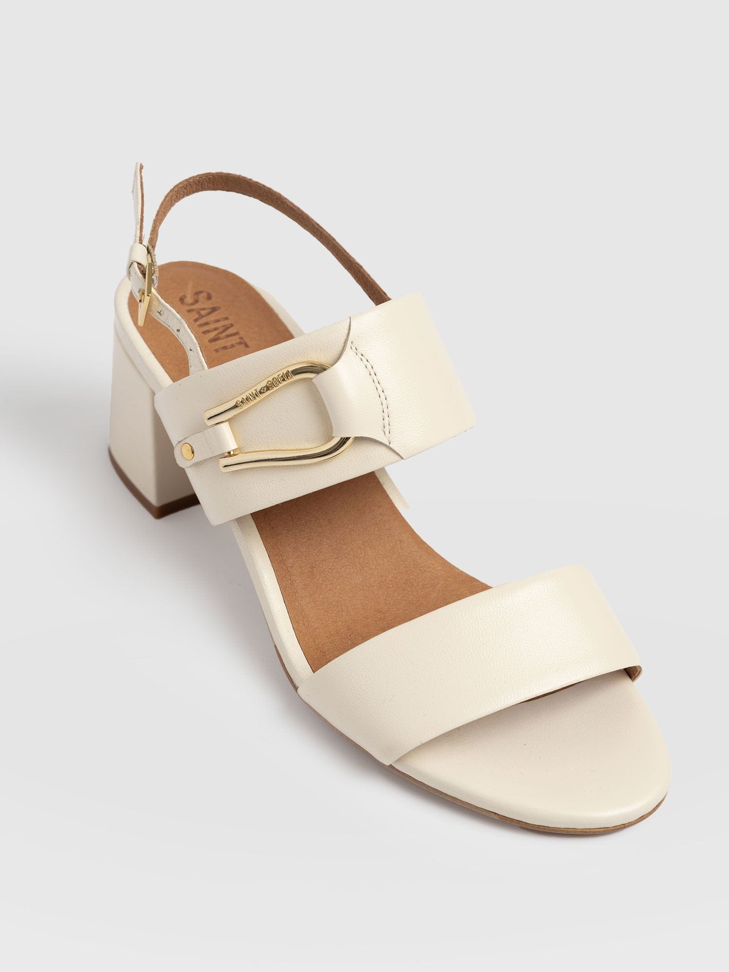 Maida Block Heeled Mules - Cream